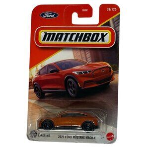 Matchbox 2021 Ford Mustang Mach-E • Orange Electric SUV • Diecast Car NOC